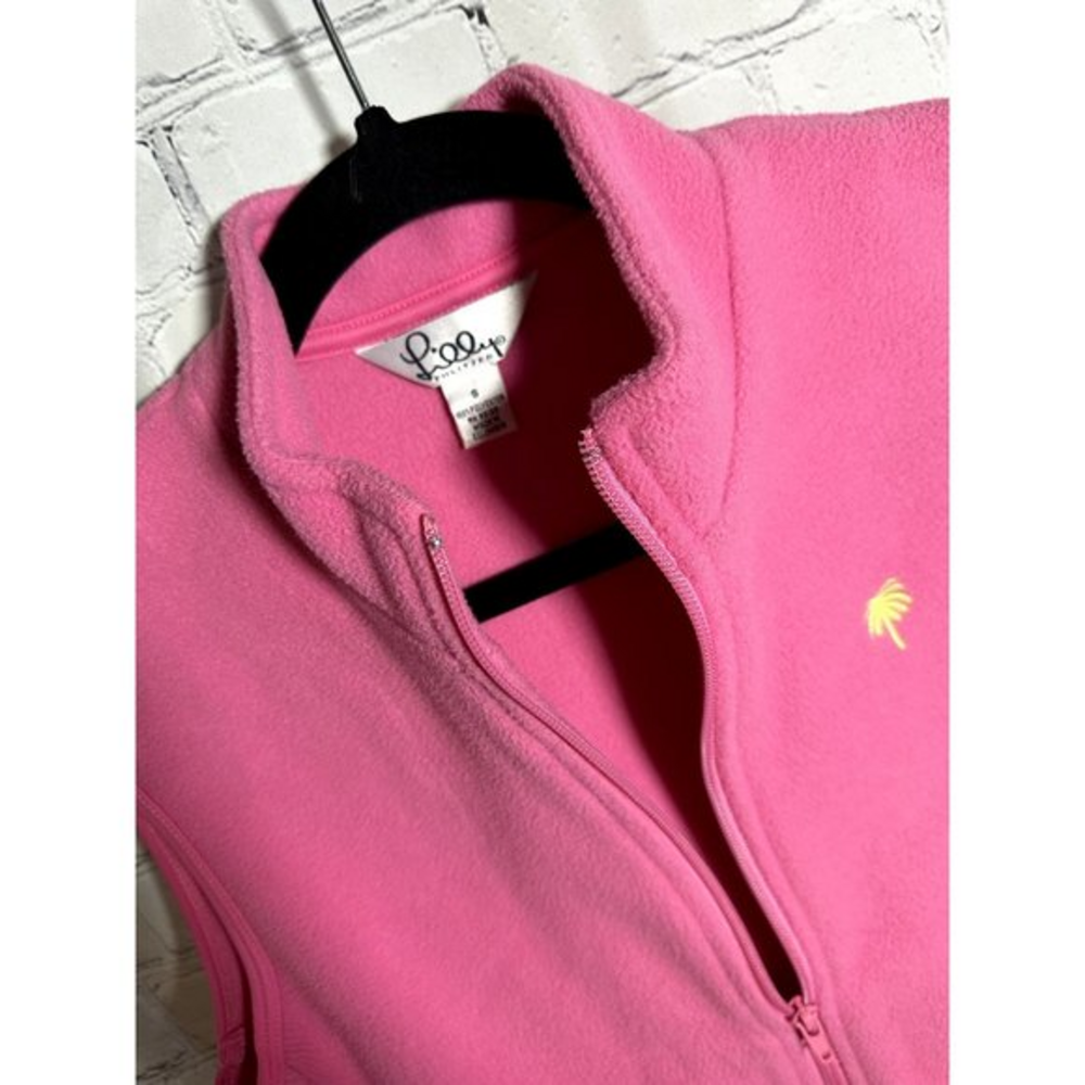 LILLY PULITZER LADIES PINK FLEECE ZIP FRONT VEST  SZ (S)     EUC AND GENTLY WORN